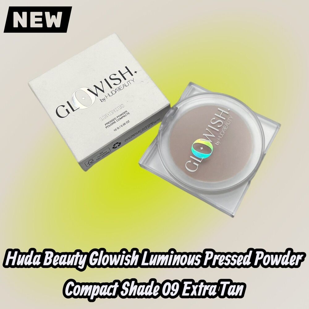 New Huda Beauty Glowish Luminous Pressed Powder Compact Shade 09 Extra Tan - Picture 7 of 9